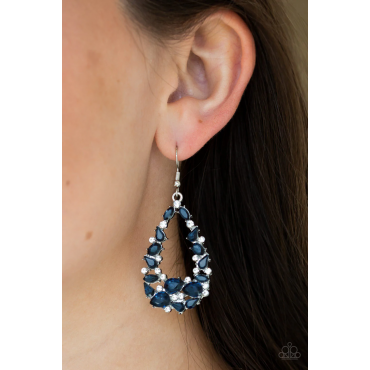 To Bedazzle or not to be Bedazzle - Silver w/Blue Rhinestone Earrings